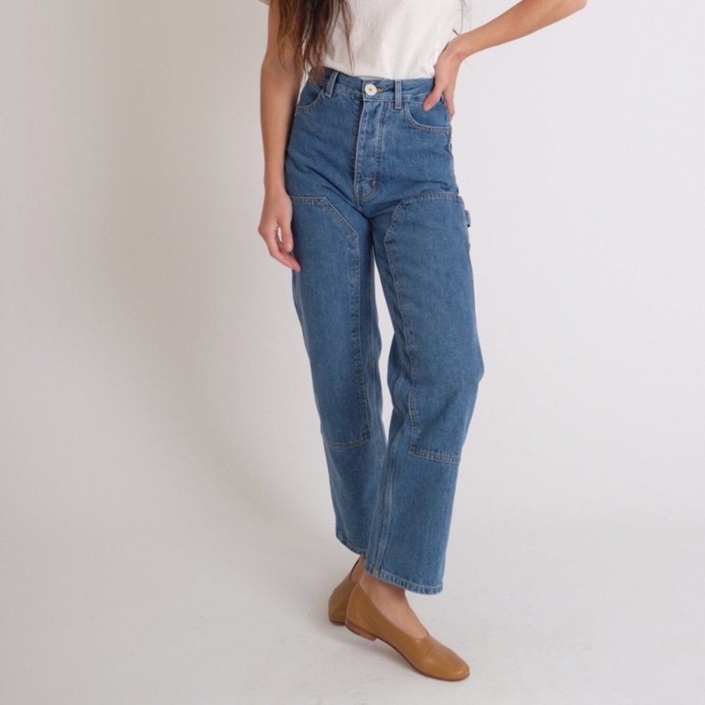 Jesse Kamm Patchfront Handy Pants in Cowboy Blue, Japanese Denim, Size 0